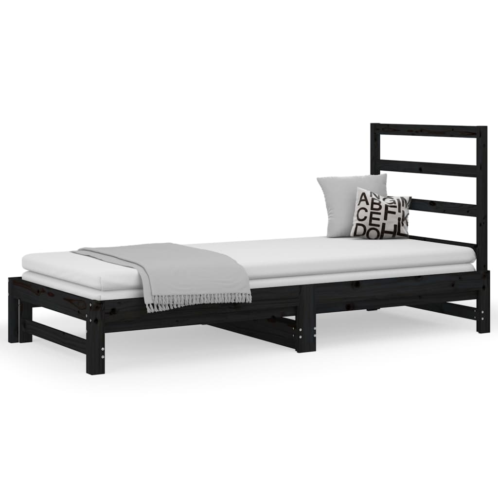 vidaXL Sofá cama extraíble sin colchón negro 2x(90x200) cm