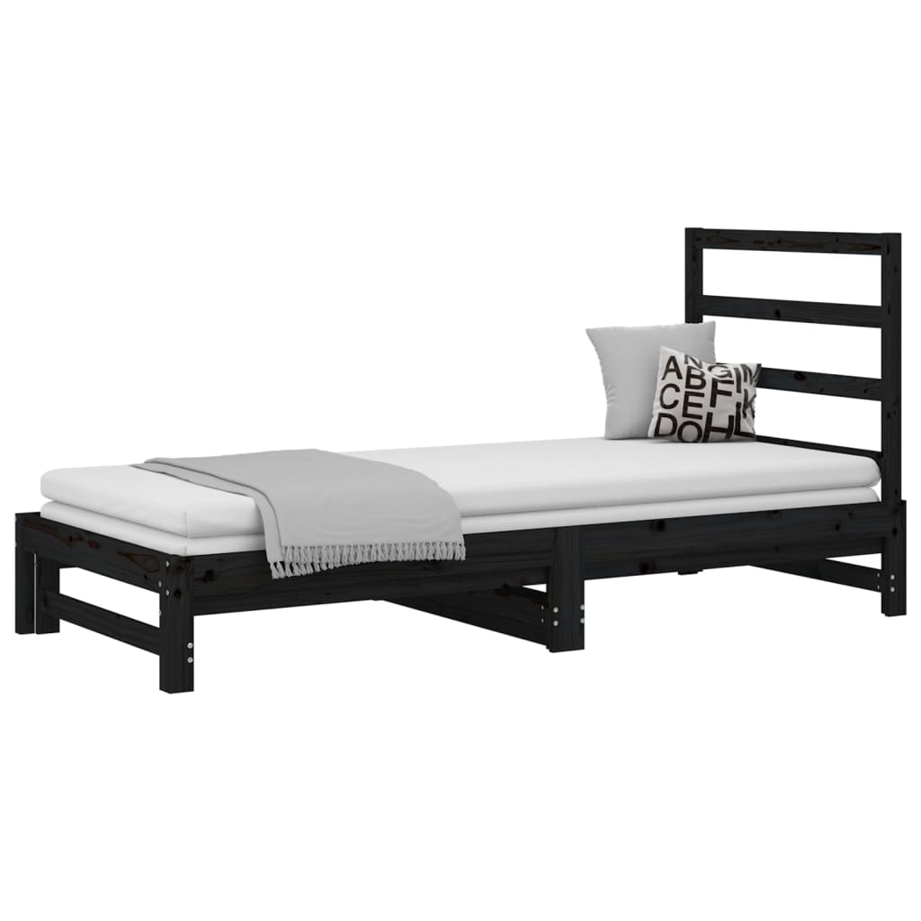 vidaXL Sofá cama extraíble sin colchón negro 2x(90x200) cm