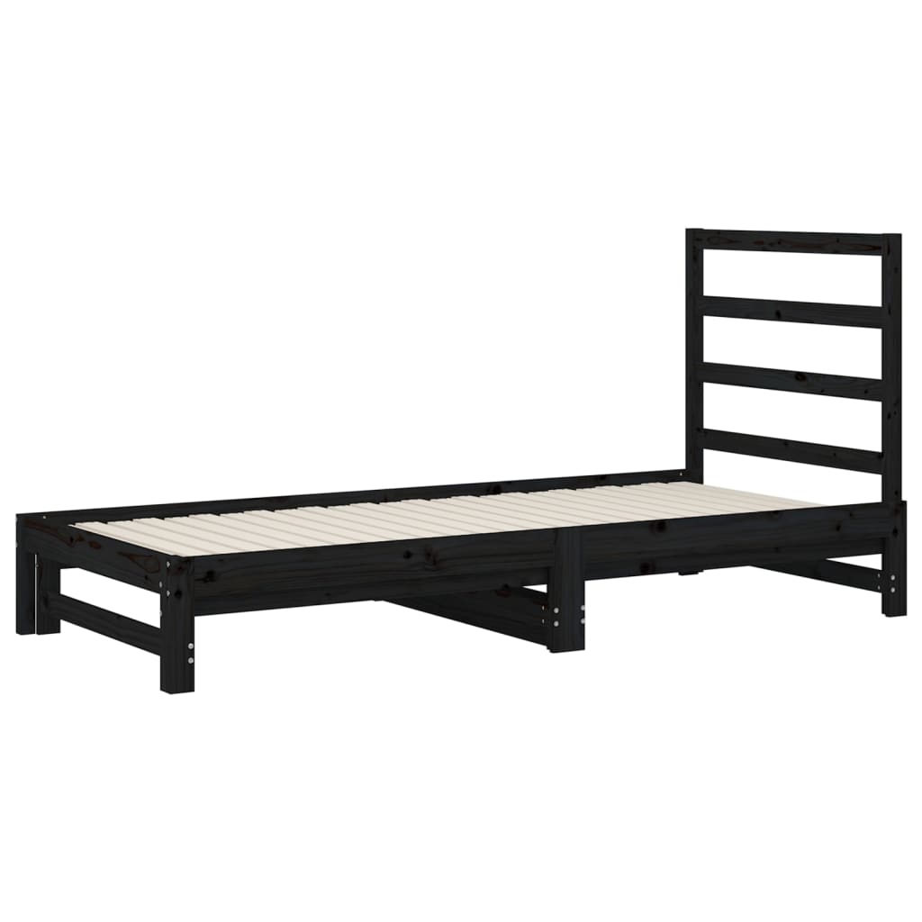 vidaXL Sofá cama extraíble sin colchón negro 2x(90x200) cm