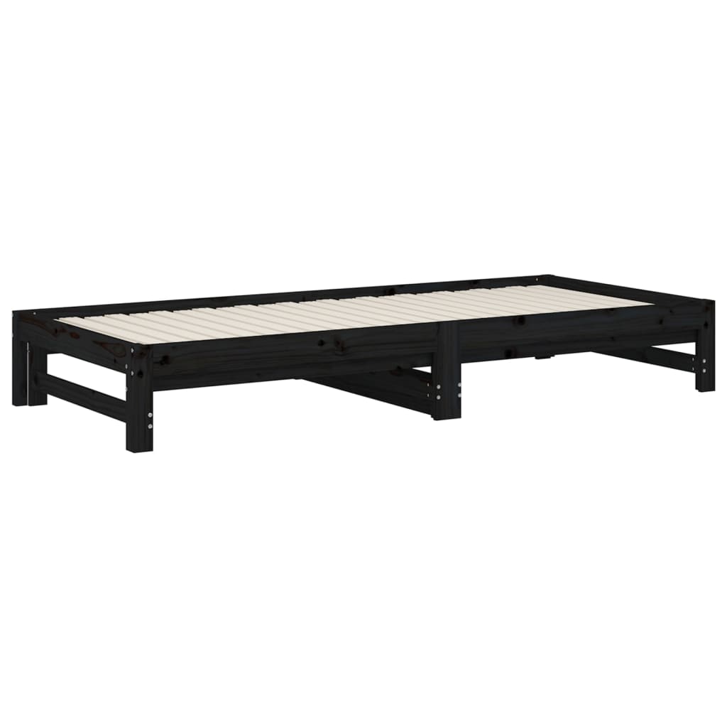 vidaXL Sofá cama extraíble sin colchón negro 2x(90x200) cm