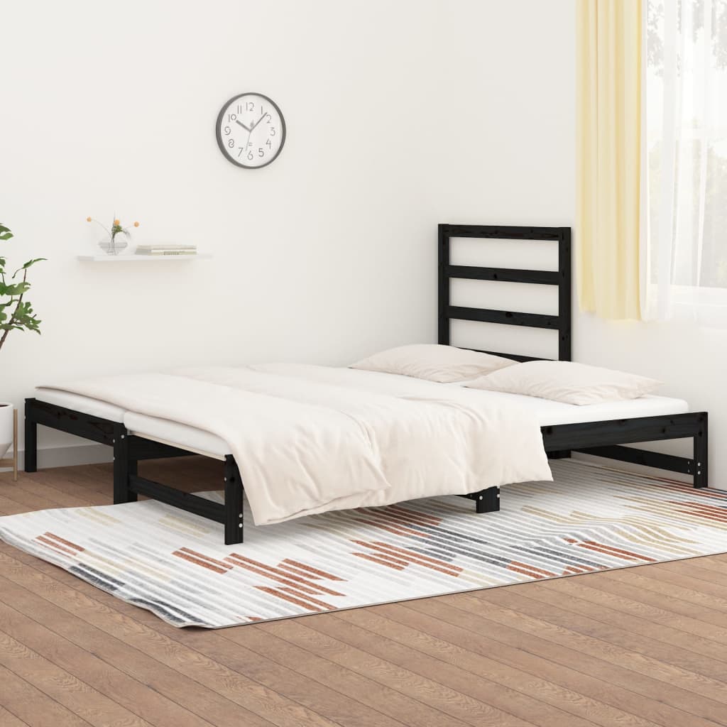 vidaXL Sofá cama extraíble sin colchón negro 2x(90x200) cm