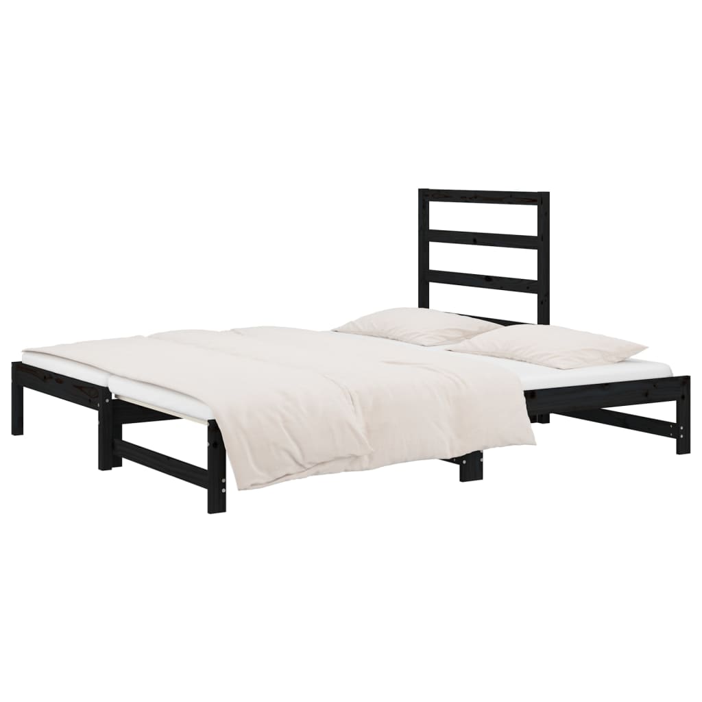 vidaXL Sofá cama extraíble sin colchón negro 2x(90x200) cm