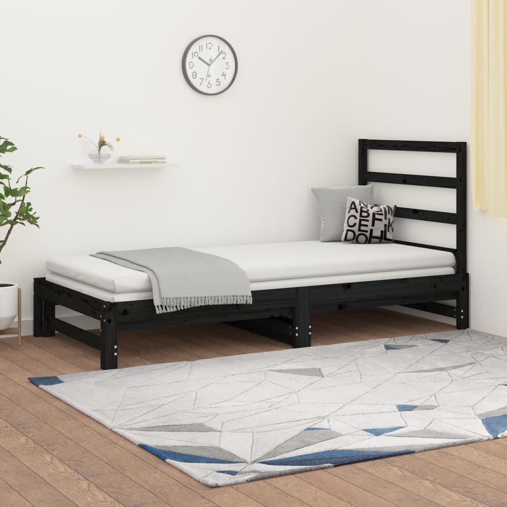 vidaXL Sofá cama extraíble sin colchón negro 2x(90x200) cm