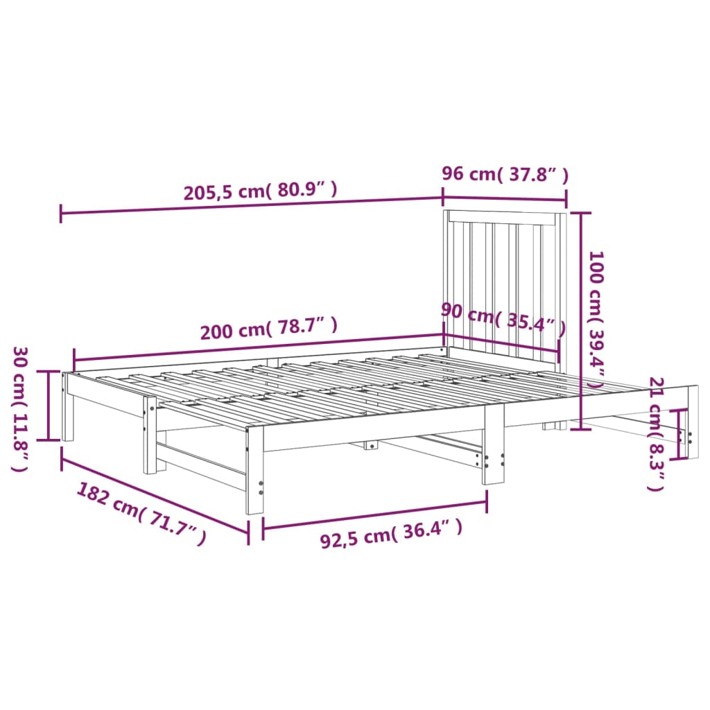 vidaXL Sofá cama extraíble sin colchón 2x(90x200) cm