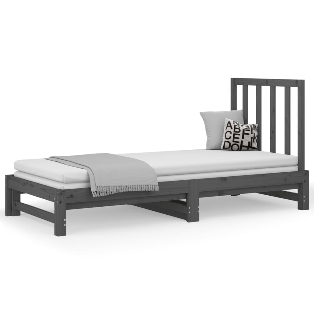 vidaXL Sofá cama extraíble sin colchón gris 2x(90x200) cm