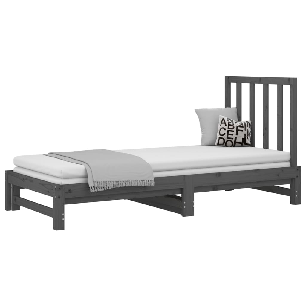 vidaXL Sofá cama extraíble sin colchón gris 2x(90x200) cm