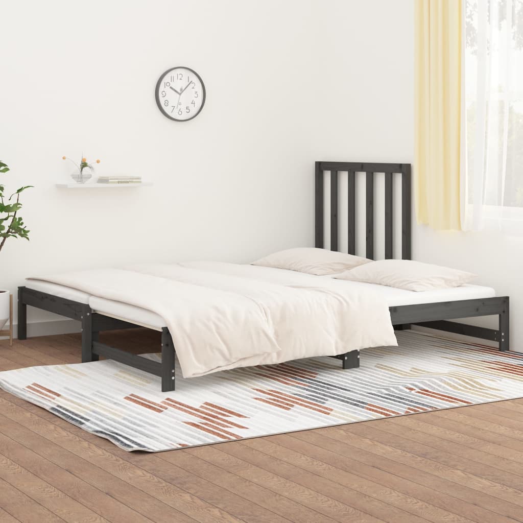 vidaXL Sofá cama extraíble sin colchón gris 2x(90x200) cm