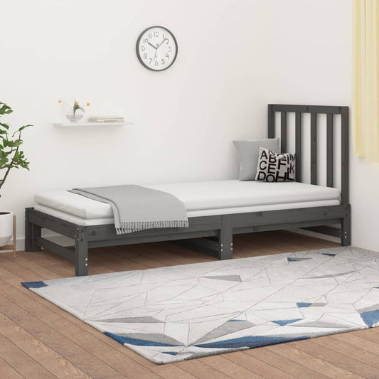 vidaXL Sofá cama extraíble sin colchón gris 2x(90x200) cm