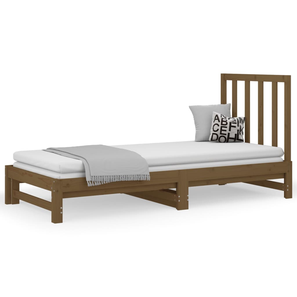 vidaXL Sofá cama extraíble madera maciza de pino marrón 2x(90x200) cm