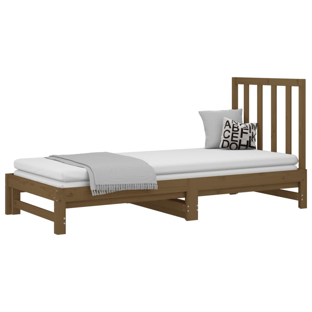 vidaXL Sofá cama extraíble madera maciza de pino marrón 2x(90x200) cm