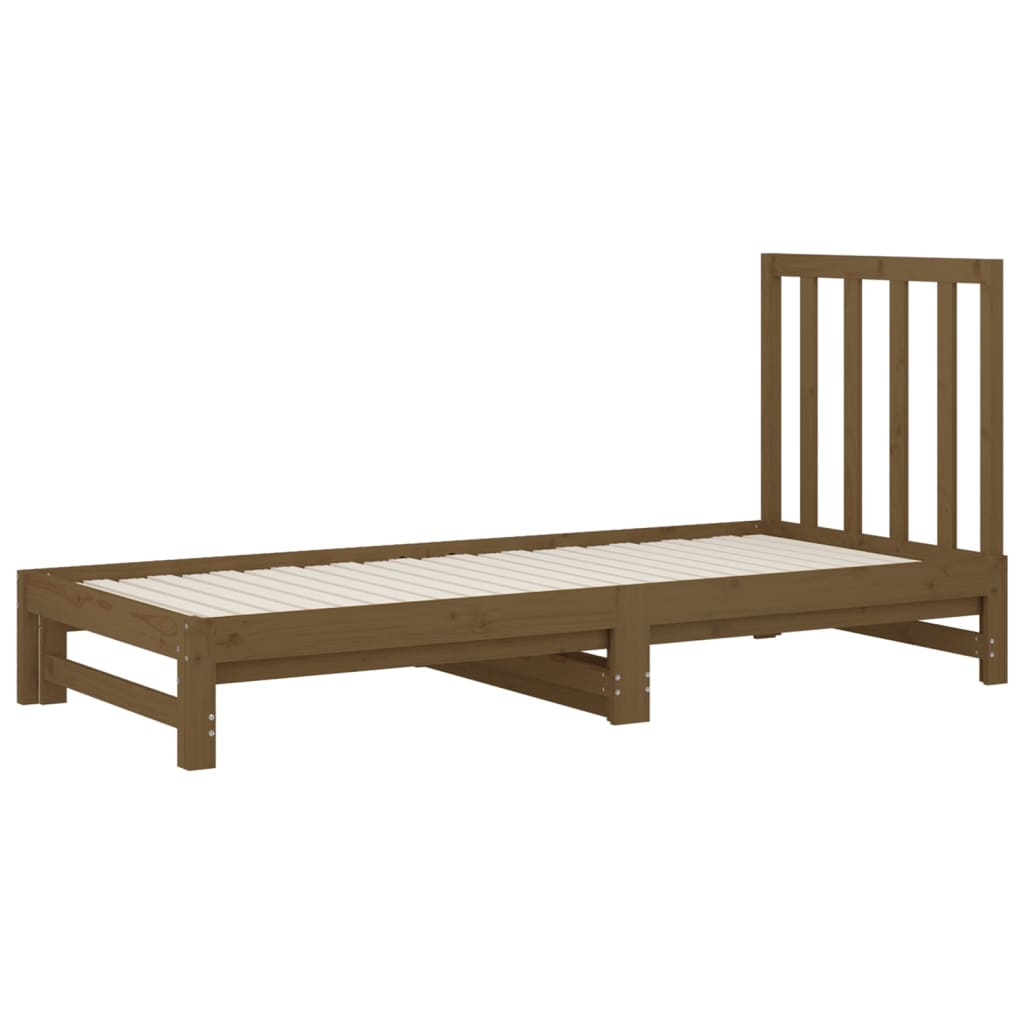 vidaXL Sofá cama extraíble madera maciza de pino marrón 2x(90x200) cm