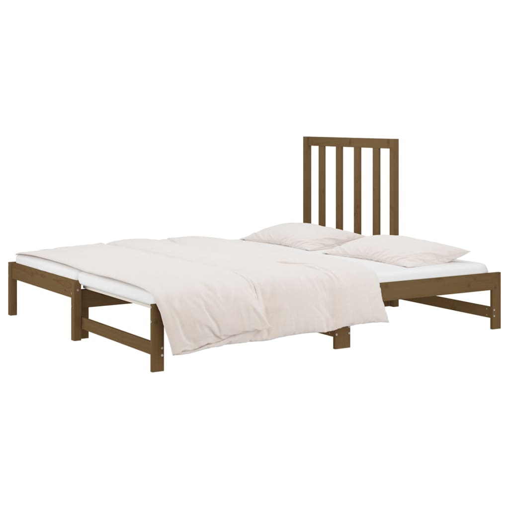 vidaXL Sofá cama extraíble madera maciza de pino marrón 2x(90x200) cm