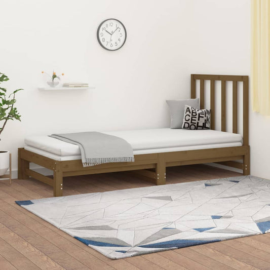 vidaXL Sofá cama extraíble madera maciza de pino marrón 2x(90x200) cm