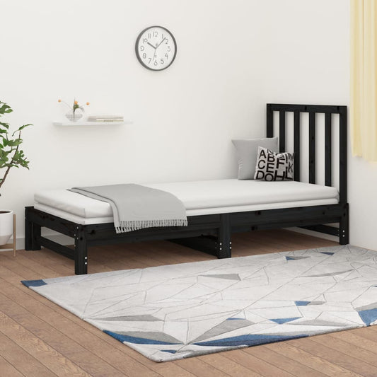 vidaXL Sofá cama extraíble sin colchón negro 2x(90x200) cm