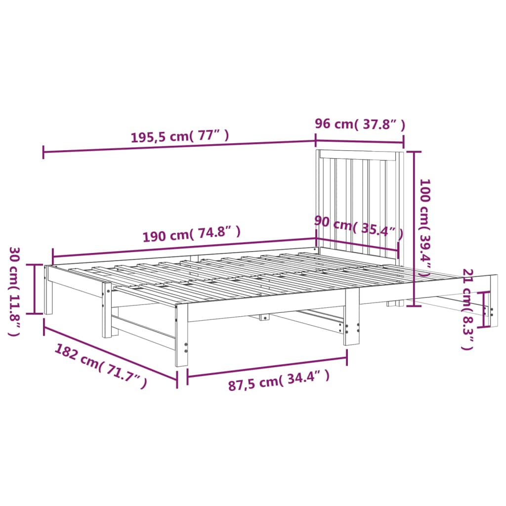 vidaXL Sofá cama extraíble sin colchón 2x(90x190) cm