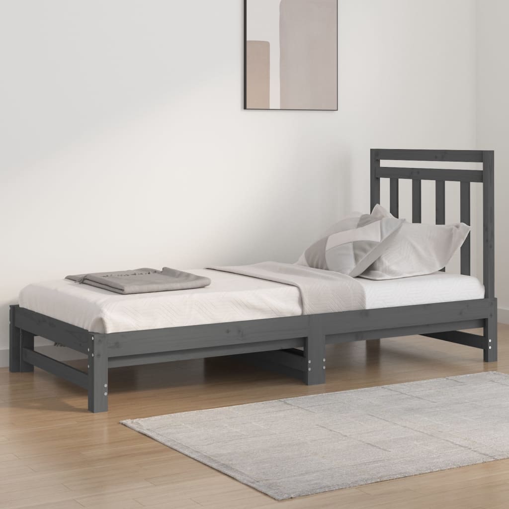 vidaXL Sofá cama extraíble sin colchón gris 2x(90x200) cm