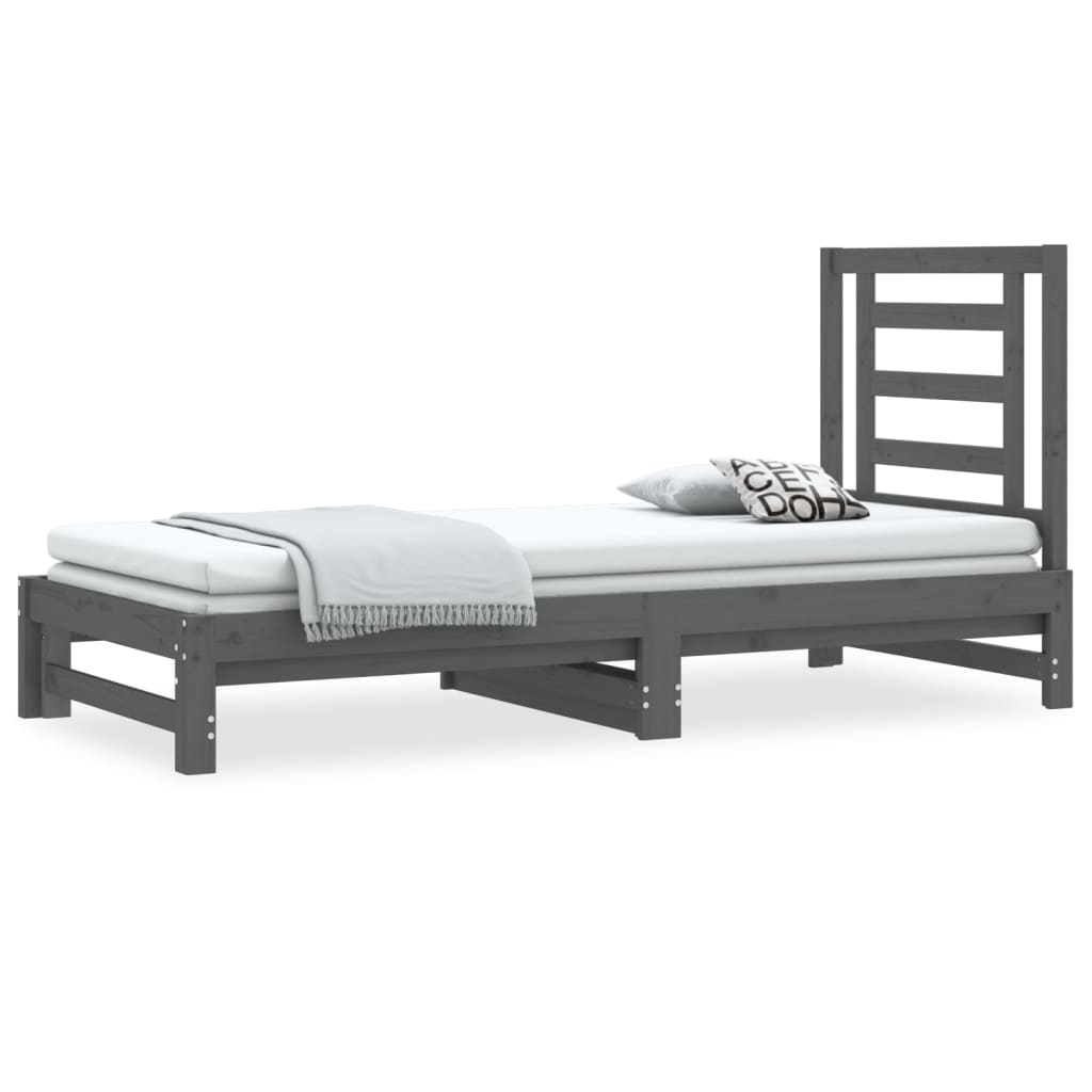 vidaXL Sofá cama extraíble sin colchón gris 2x(90x200) cm