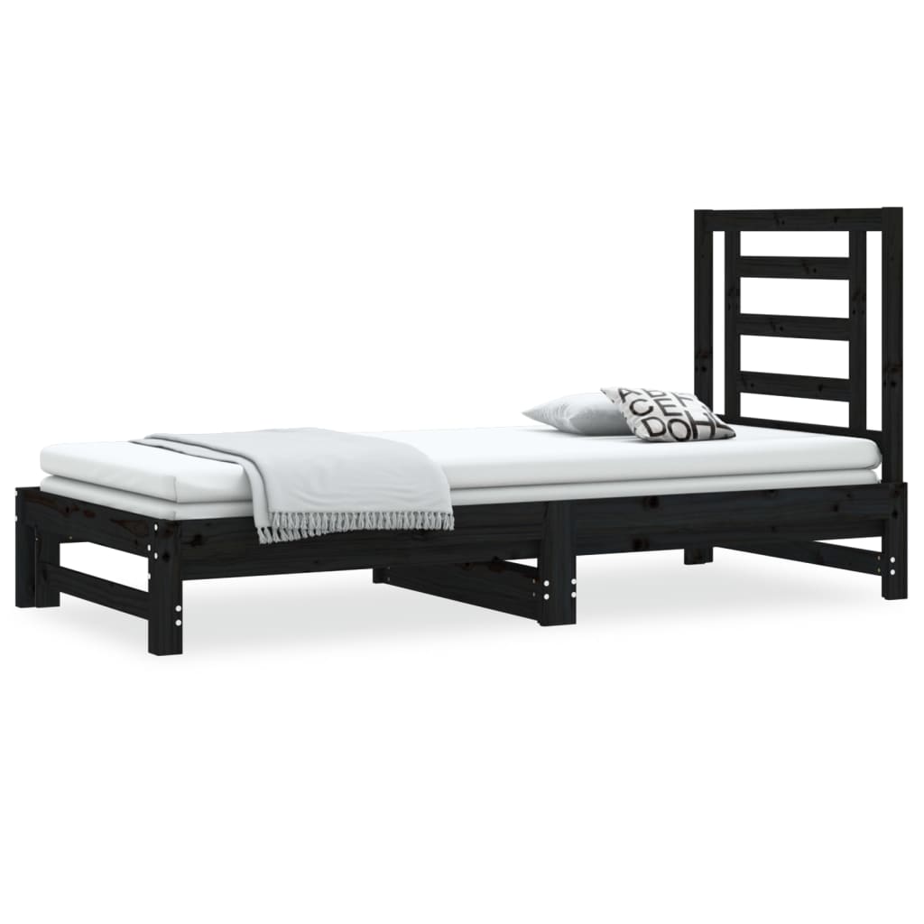 vidaXL Sofá cama extraíble sin colchón negro 2x(90x200) cm