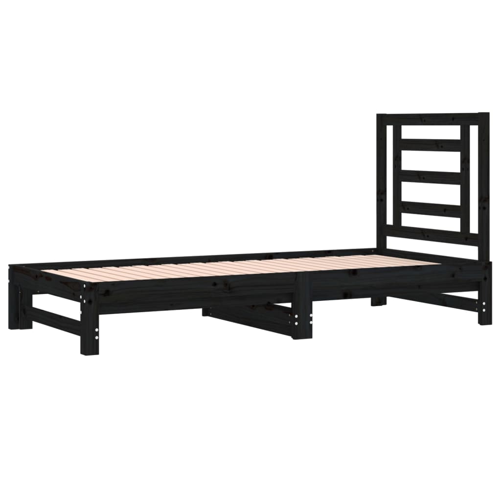 vidaXL Sofá cama extraíble sin colchón negro 2x(90x200) cm