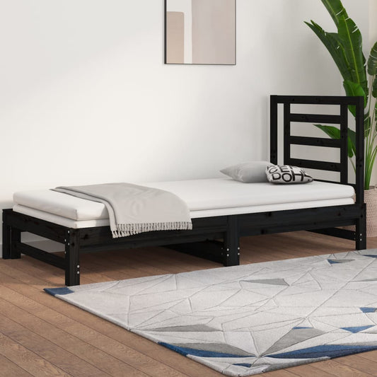 vidaXL Sofá cama extraíble sin colchón negro 2x(90x200) cm