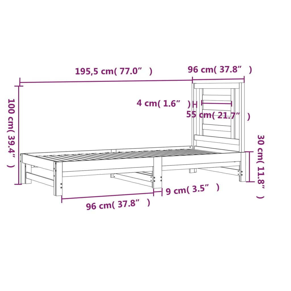 vidaXL Sofá cama extraíble sin colchón 2x(90x190) cm