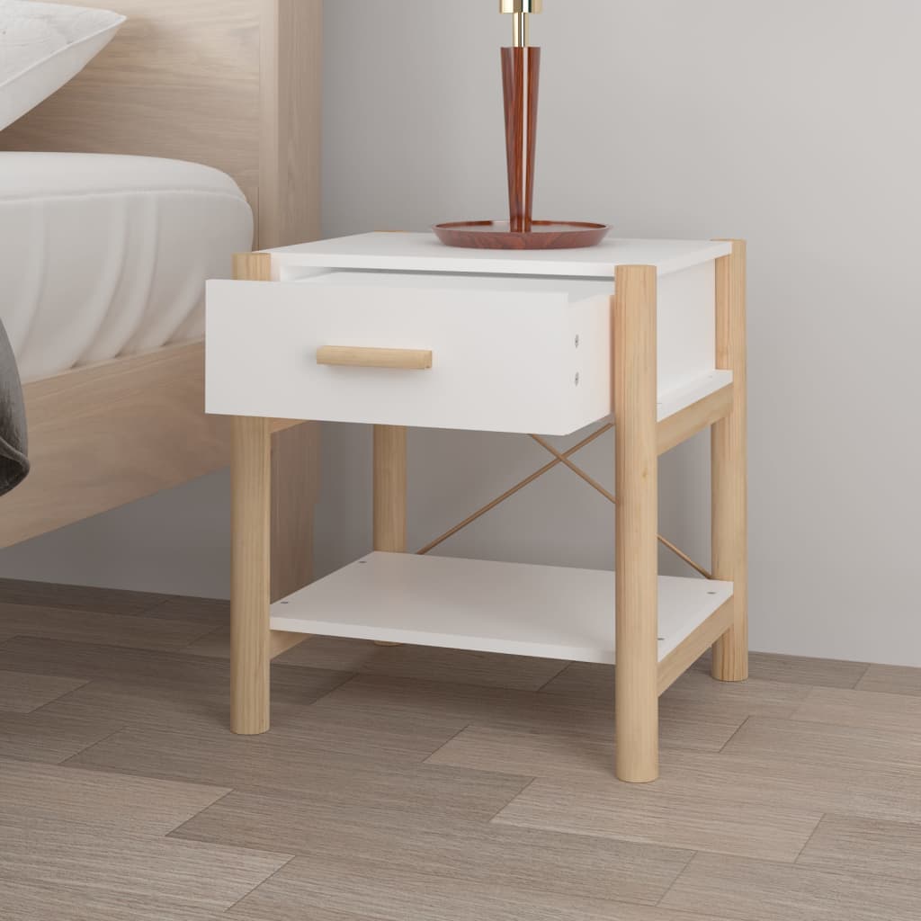 vidaXL Mesitas de noche 2 uds madera contrachapada blanco 42x38x45 cm