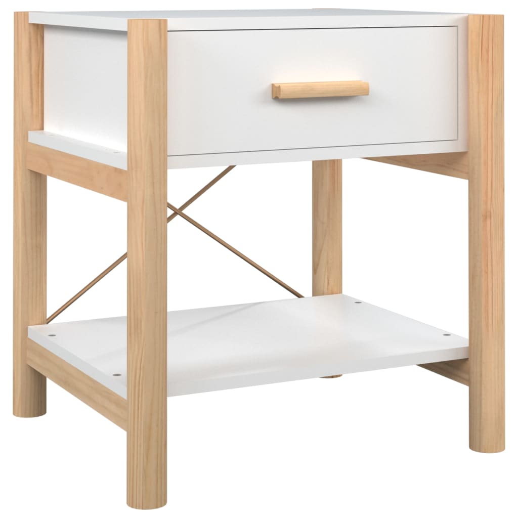 vidaXL Mesitas de noche 2 uds madera contrachapada blanco 42x38x45 cm