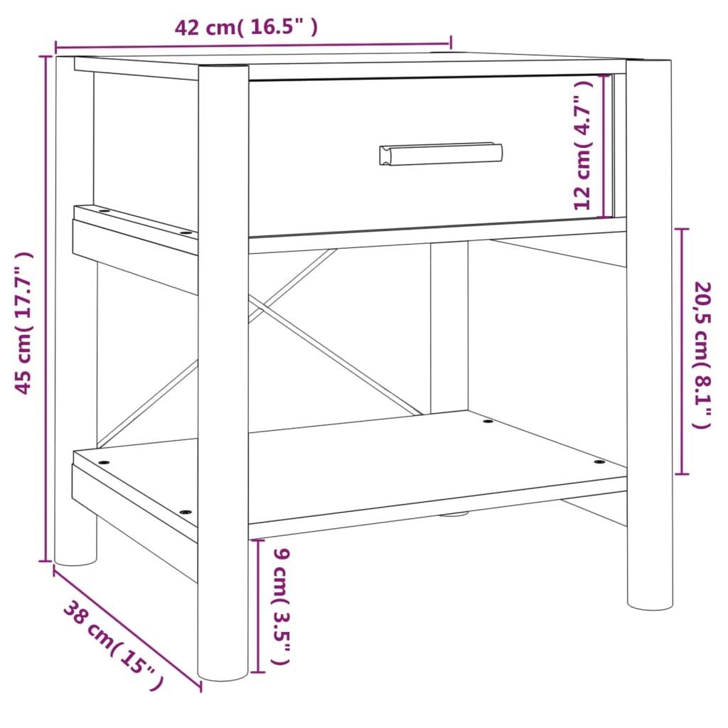 vidaXL Mesitas de noche 2 uds madera contrachapada negro 42x38x45 cm