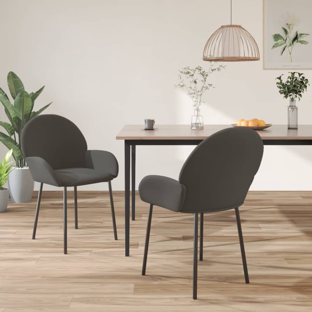 vidaXL Sillas de comedor 2 unidades terciopelo gris oscuro