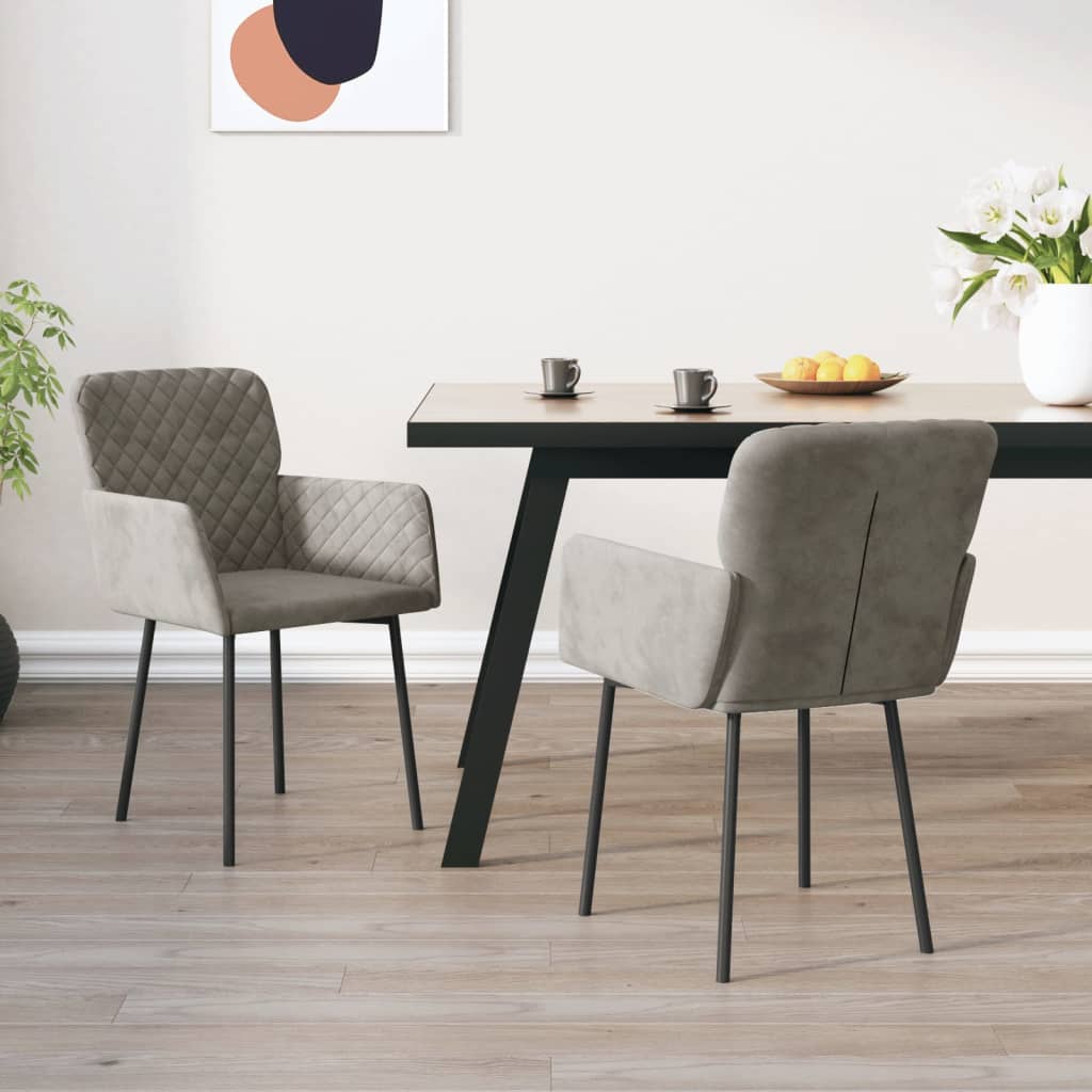 vidaXL Sillas de comedor 2 unidades terciopelo gris claro