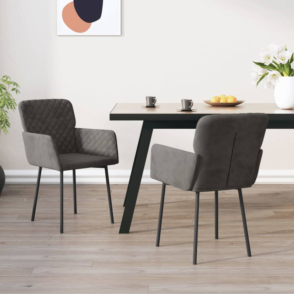 vidaXL Sillas de comedor 2 unidades terciopelo gris oscuro