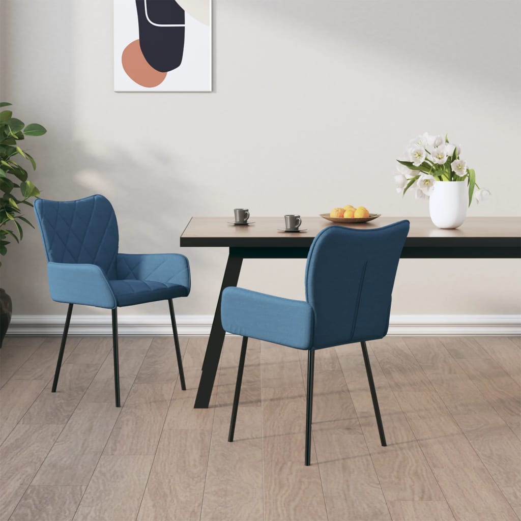 vidaXL Sillas de comedor 2 unidades tela azul