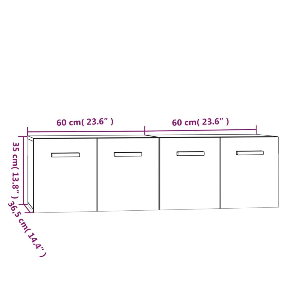 vidaXL Armarios pared 2 uds contrachapada roble marrón 60x36,5x35cm