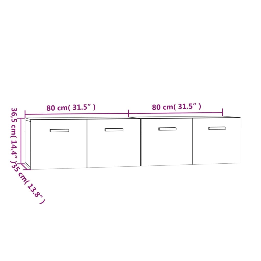 vidaXL Armarios de pared 2 uds contrachapada roble marrón 80x35x36,5cm