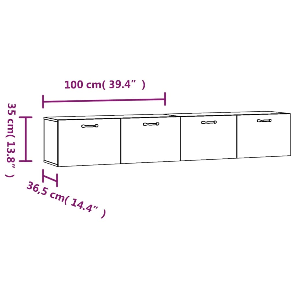 vidaXL Armarios de pared 2 uds contrachapada blanco 100x36,5x35 cm