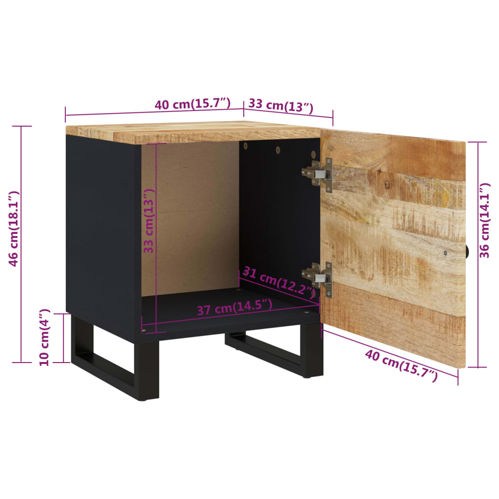 vidaXL Mesita de noche de madera maciza de mango 40x33x46 cm