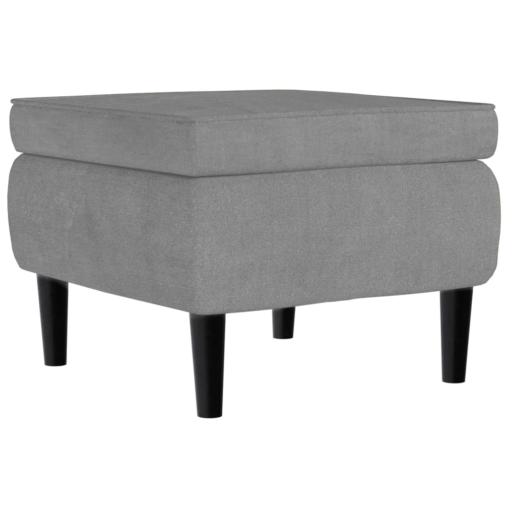 vidaXL Sillón orejero y taburete de terciopelo gris claro