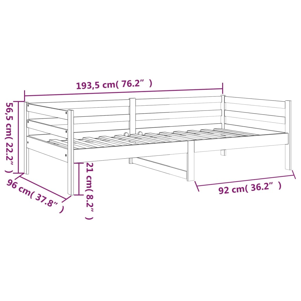 vidaXL Sofá cama sin colchón madera maciza pino marrón miel 90x190 cm