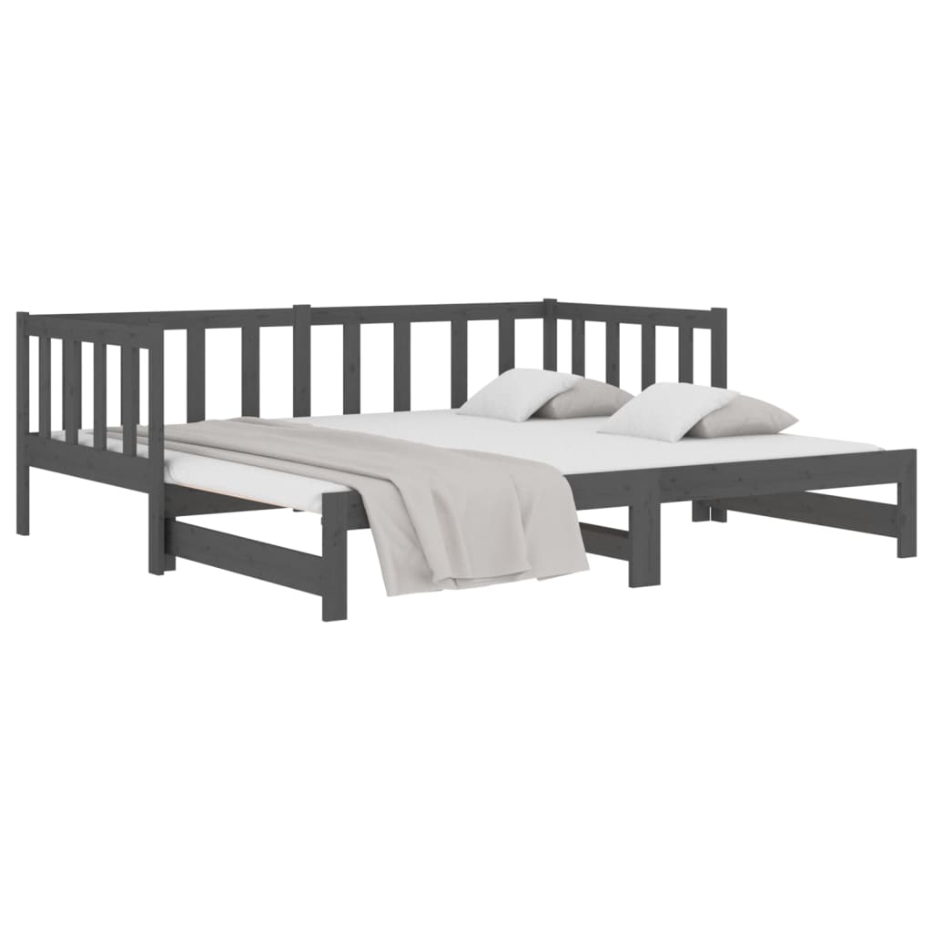 vidaXL Sofá cama extraíble sin colchón gris 2x(90x190) cm