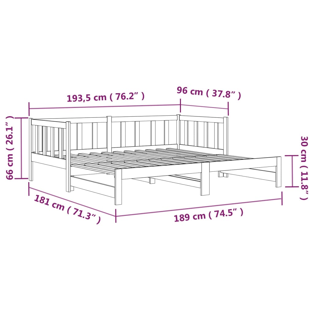 vidaXL Sofá cama extraíble sin colchón gris 2x(90x190) cm