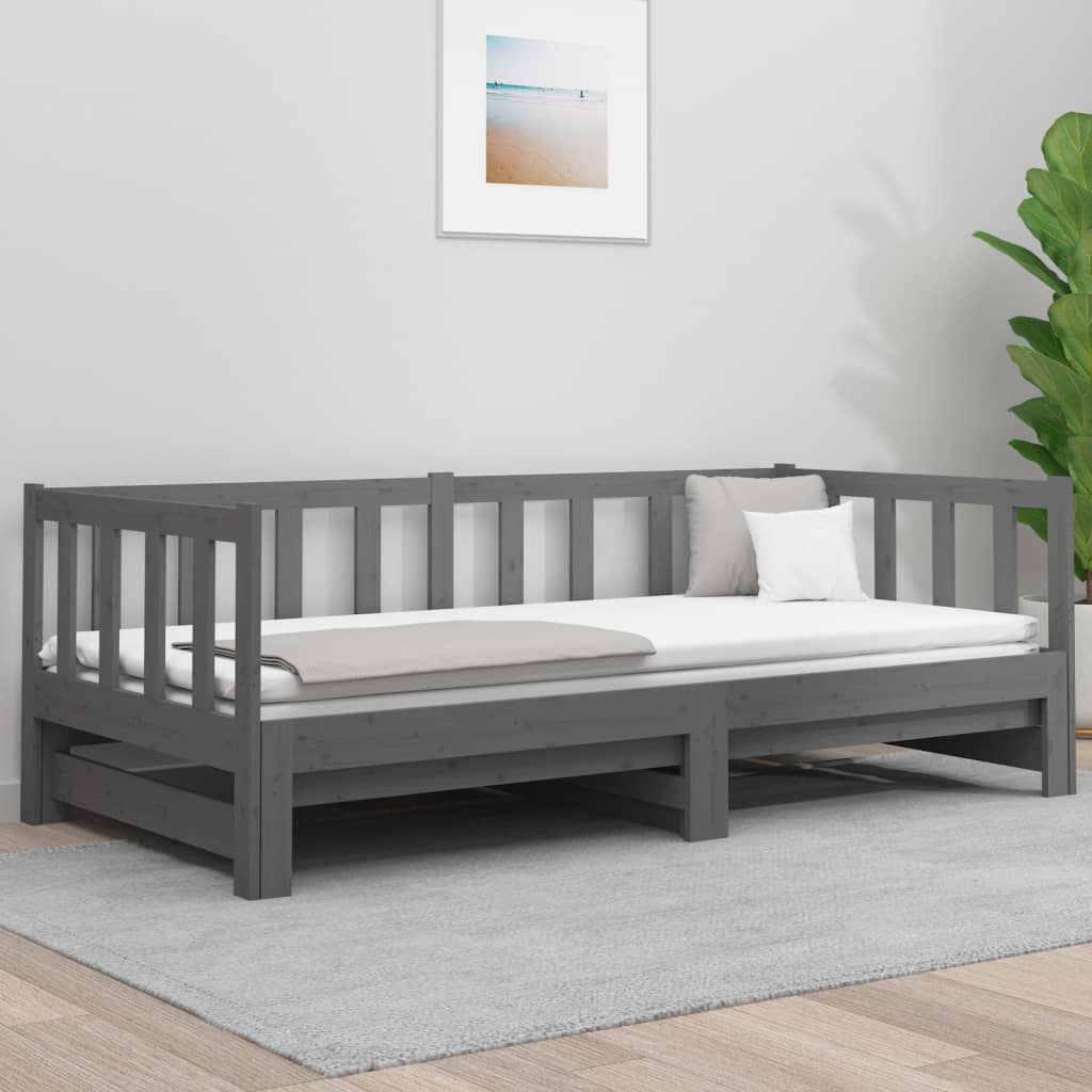 vidaXL Sofá cama extraíble sin colchón gris 2x(90x190) cm