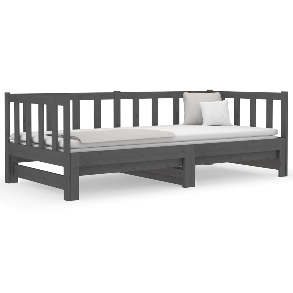 vidaXL Sofá cama extraíble sin colchón gris 2x(90x190) cm