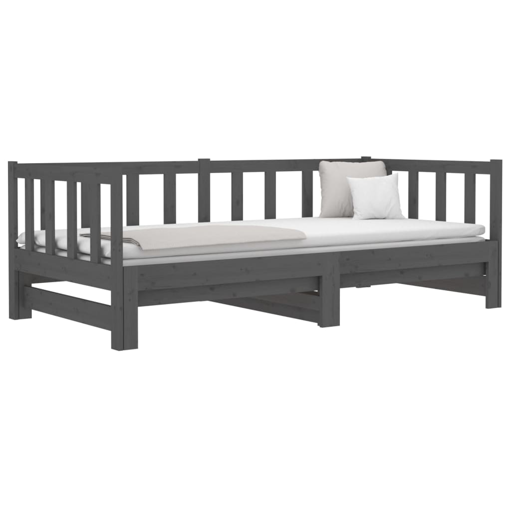 vidaXL Sofá cama extraíble sin colchón gris 2x(90x190) cm