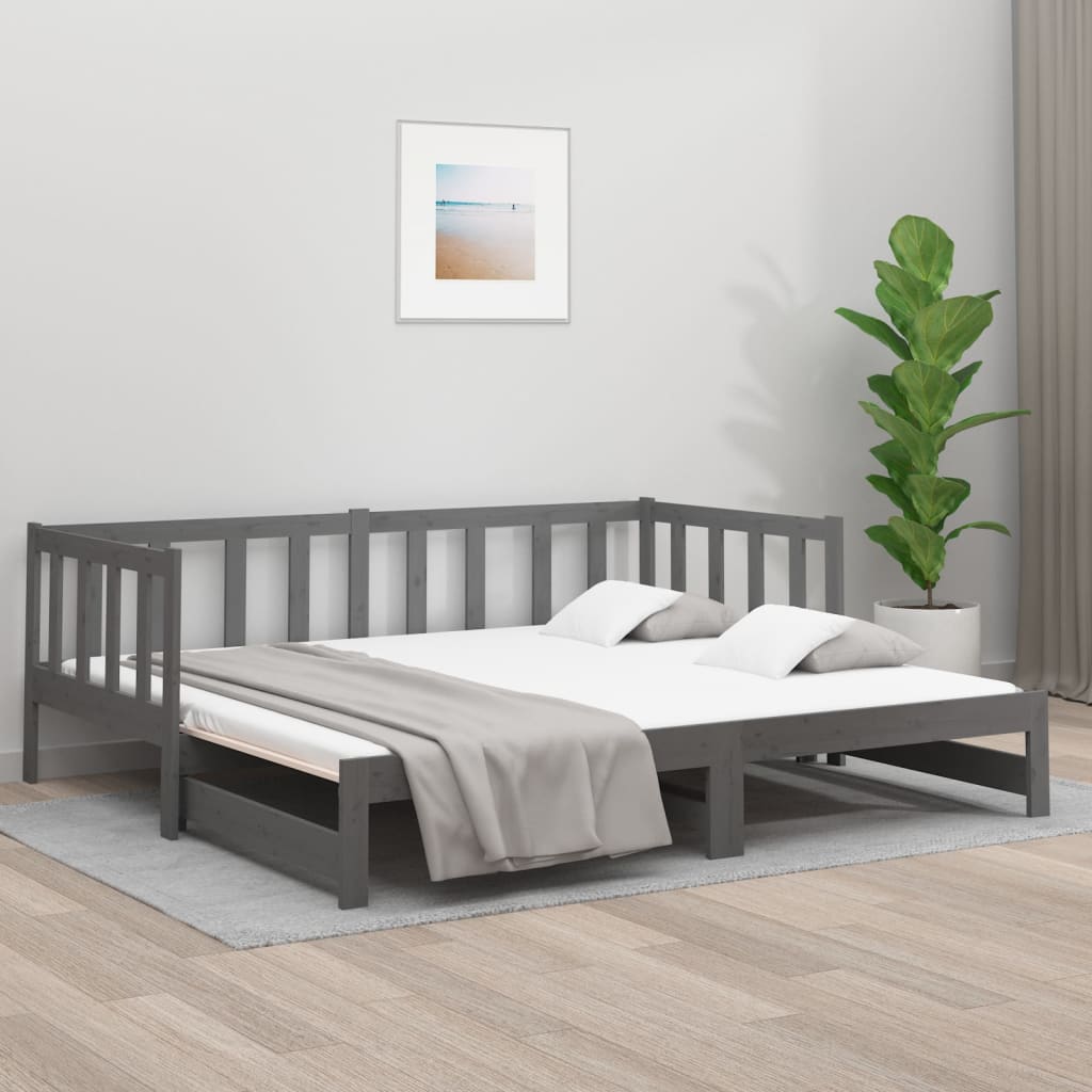 vidaXL Sofá cama extraíble sin colchón gris 2x(90x190) cm