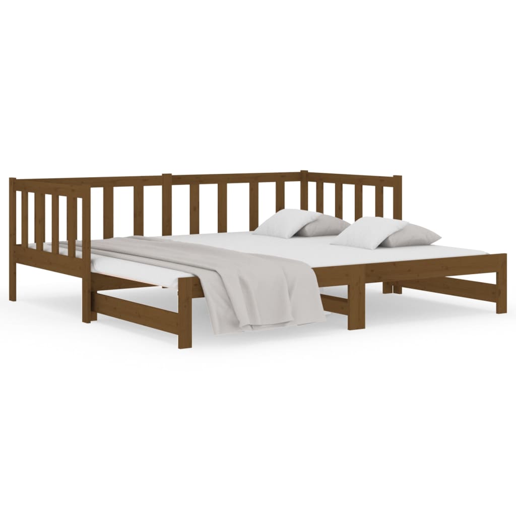 vidaXL Sofá cama extraíble sin colchón marrón miel 2x(90x190) cm