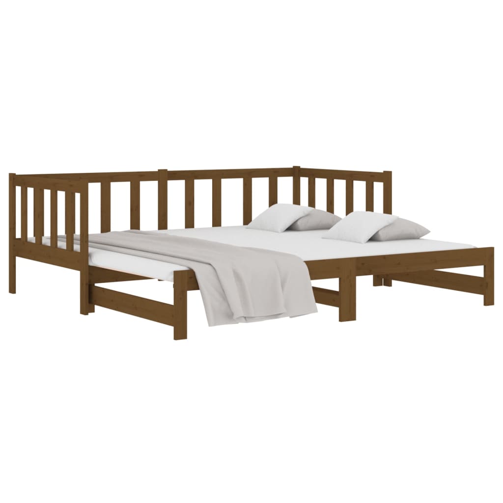 vidaXL Sofá cama extraíble sin colchón marrón miel 2x(90x190) cm