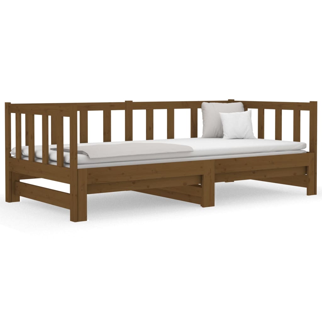 vidaXL Sofá cama extraíble sin colchón marrón miel 2x(90x190) cm