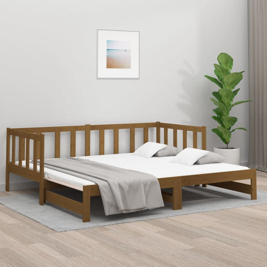 vidaXL Sofá cama extraíble sin colchón marrón miel 2x(90x190) cm