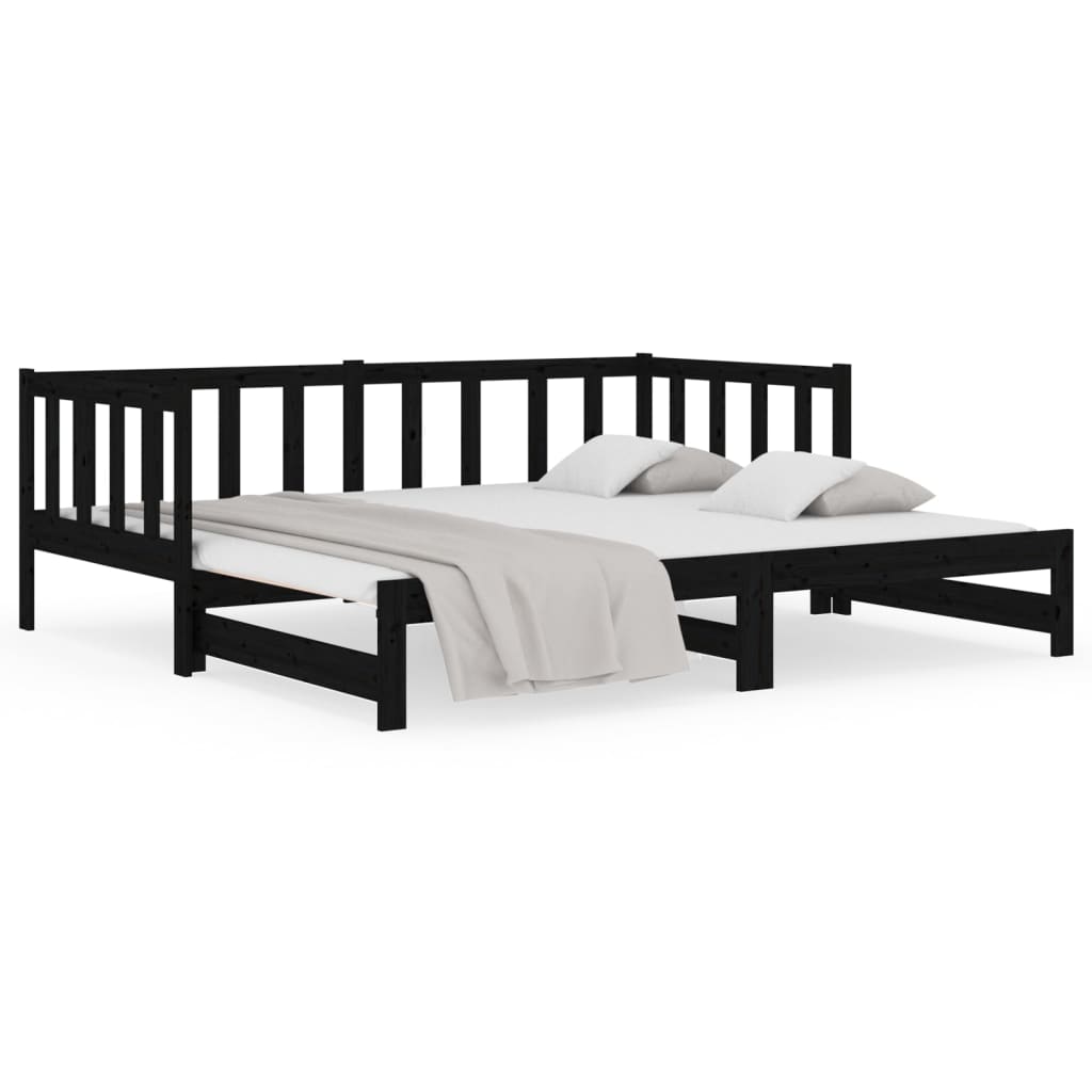 vidaXL Sofá cama extraíble sin colchón negro 2x(90x190) cm