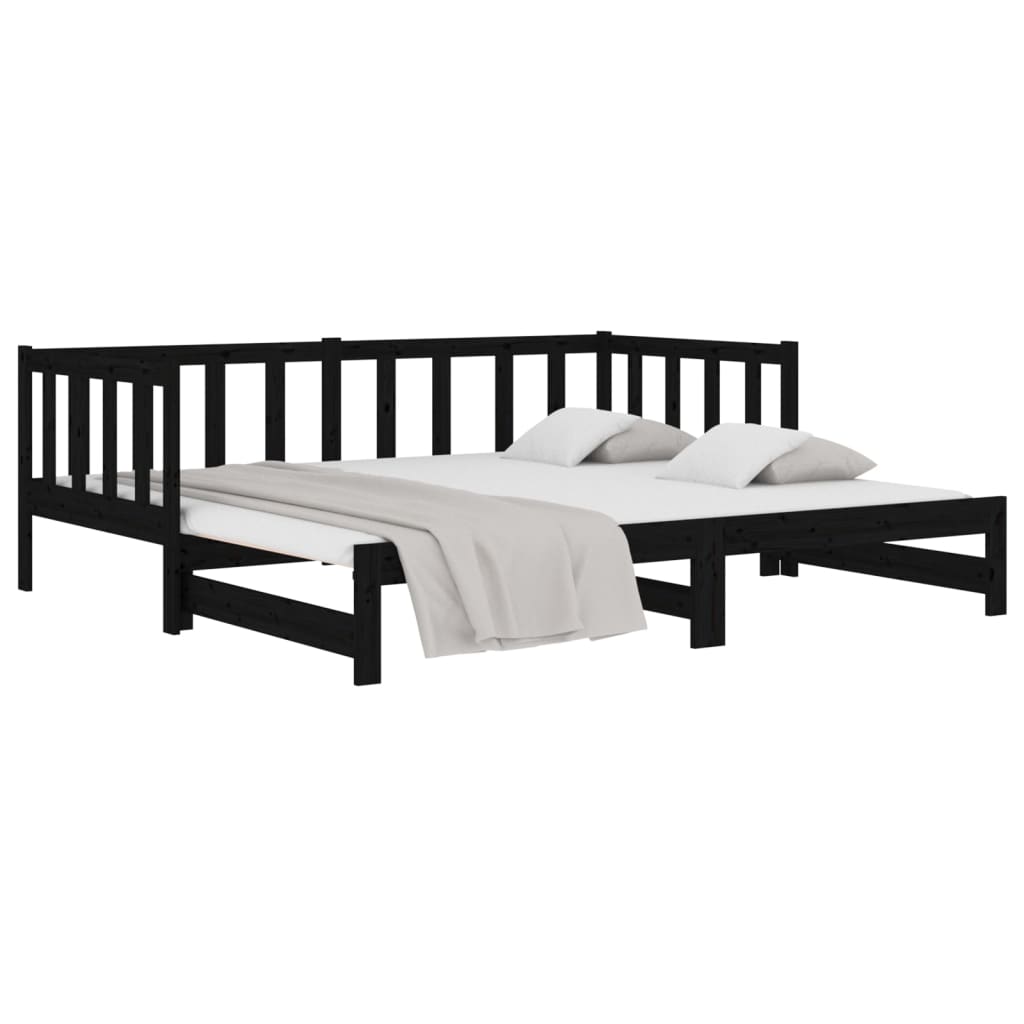 vidaXL Sofá cama extraíble sin colchón negro 2x(90x190) cm